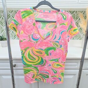 Lilly Pulitzer Michelle Pink Flamingo Tee M